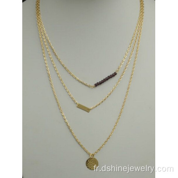 Plaqué or chaîne Chunky en perle collier avec pendentif en minuscule
